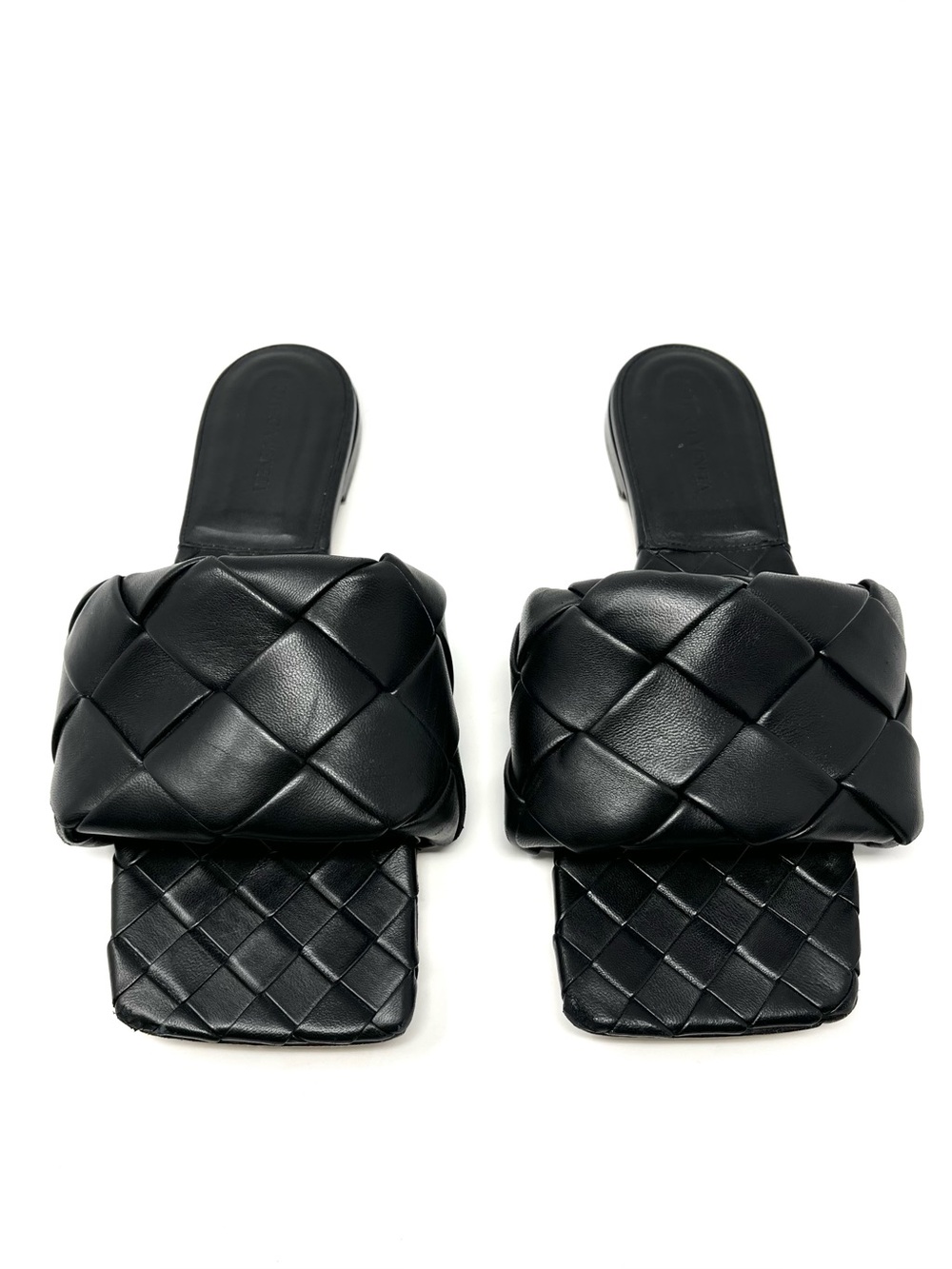 Bottega Veneta Lido Intrecciato Woven Leather Flat Sandals Slides Black 39.5 9.5